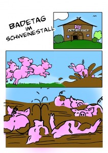 Badetag im Schweinestall